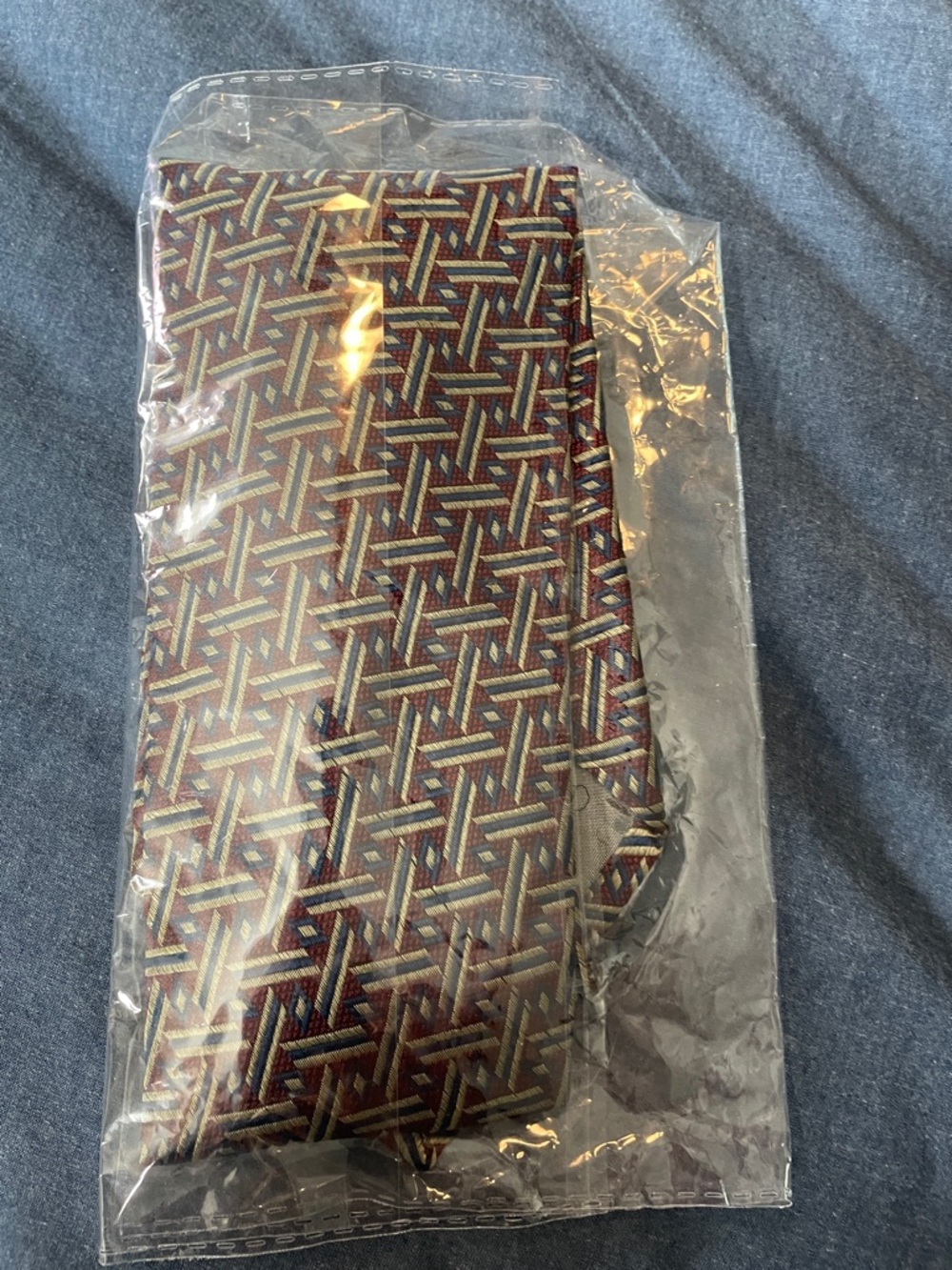 Valentino Burgundy Geometric Silk Tie